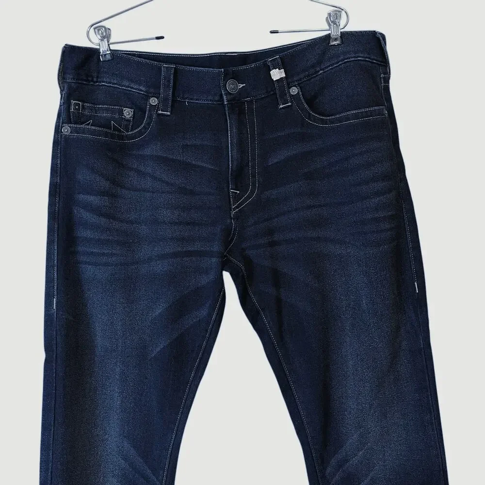 True Religion Geno Relaxed Slim Denim Jeans Dark Wash Men's Size 38